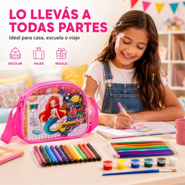 Set de Arte Infantil con Bolso 57 Piezas para Pintar y Dibujar ROSA