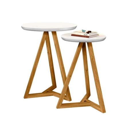 SET 2 MESAS LATERALES CLASSIC - BLANCO/MIEL SET 2 MESAS LATERALES CLASSIC - BLANCO/MIEL