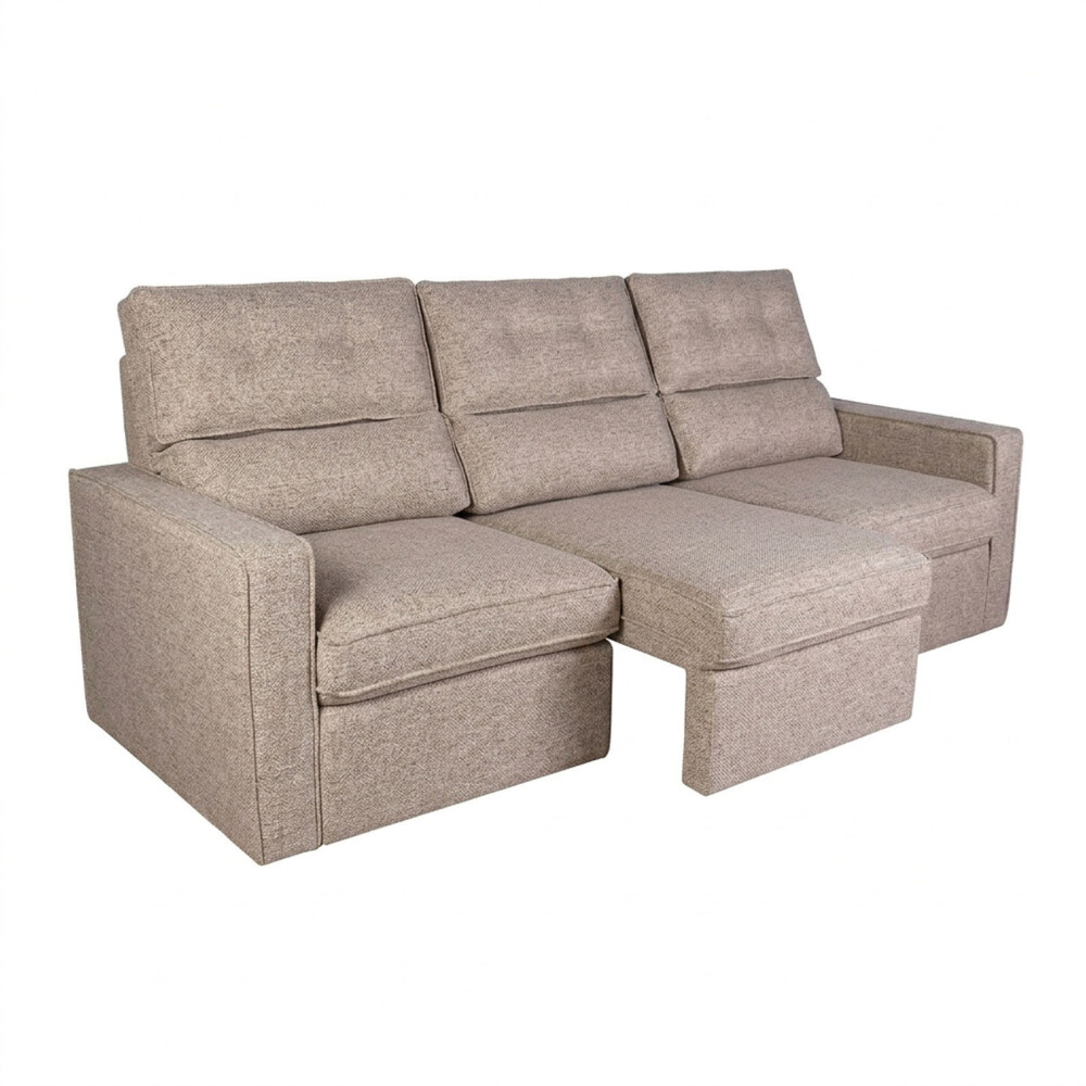 SOFA RETRACTIL 3 CUERPOS TELA MARRON AMBAR TOSTADO