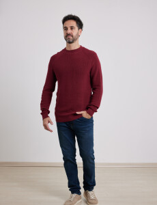 470657 SWEATER HARRINGTON LABEL Rojo Oscuro
