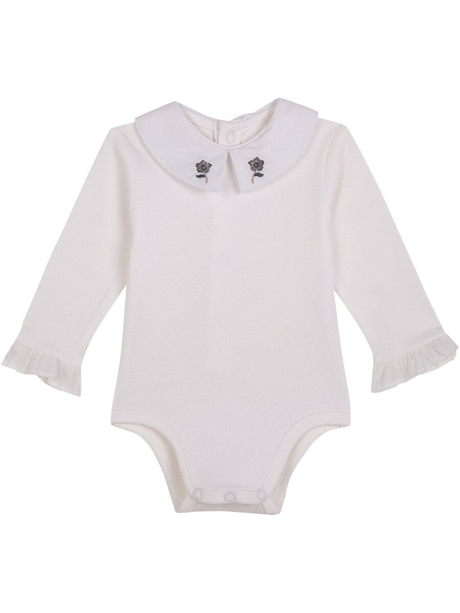 Body Con Bordado En El Cuello Blanco Roto