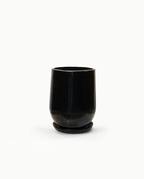 Maceta Fibrocemento c/plato - 50cm x 30cm "Modelo Avalon Negro Brillo