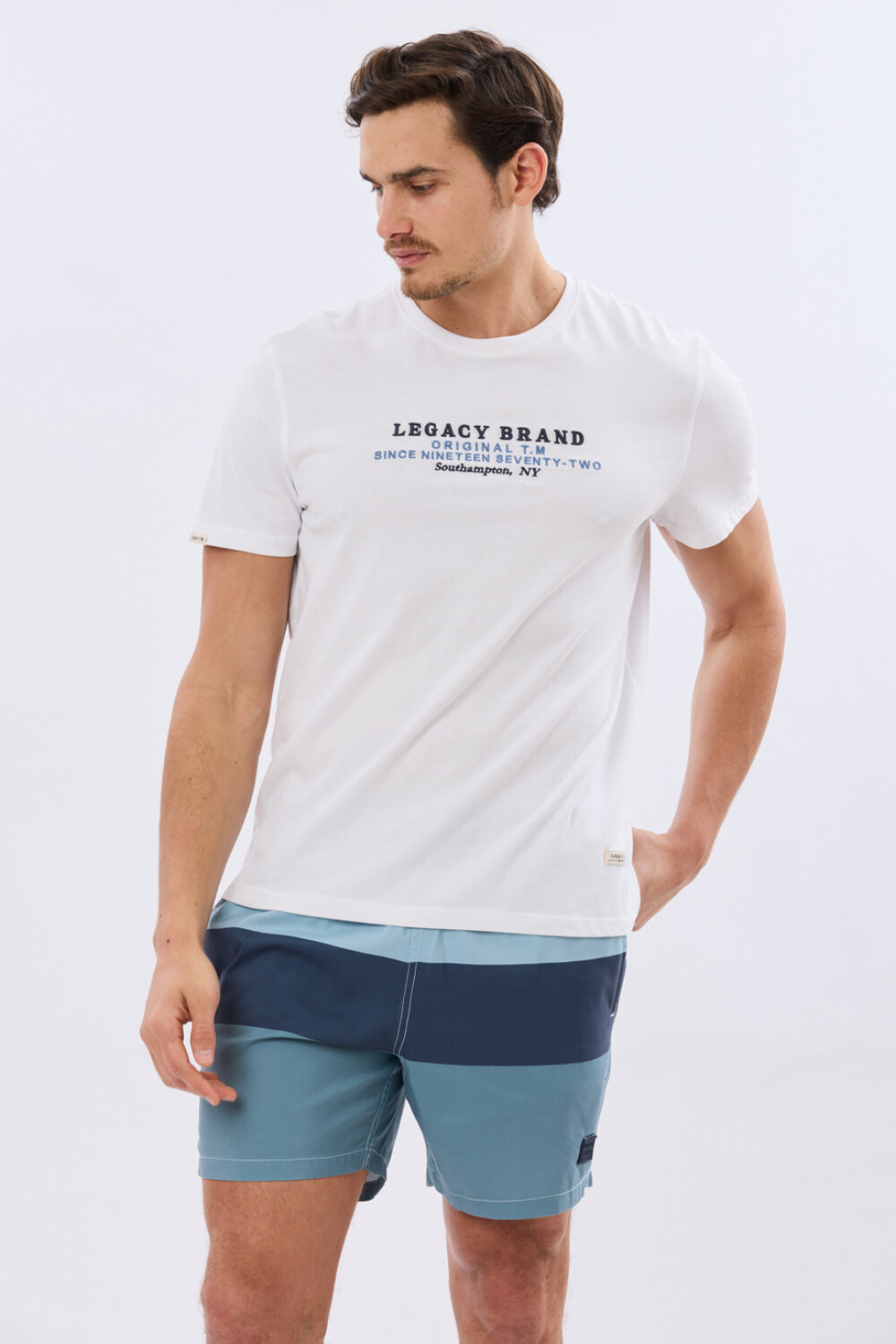 SHORT DE BAÑO RAYADO Piedra