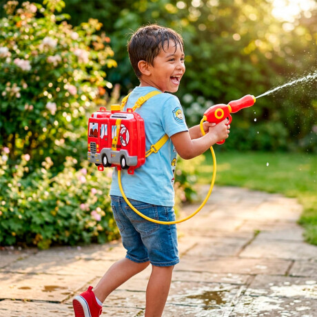 Pistola Juguete De Agua Con Mochila Infantil Verano Bombero