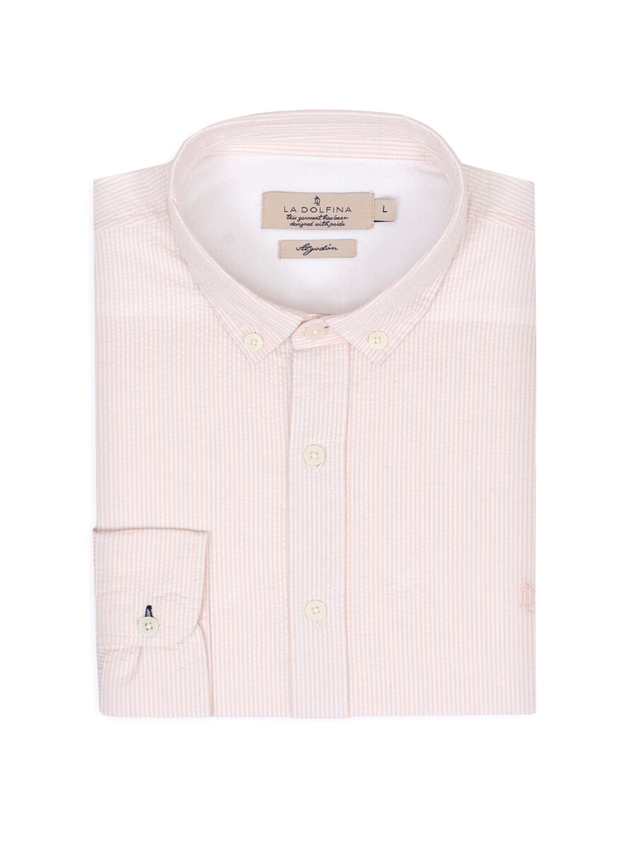 Camisa cloque rayas - beige 