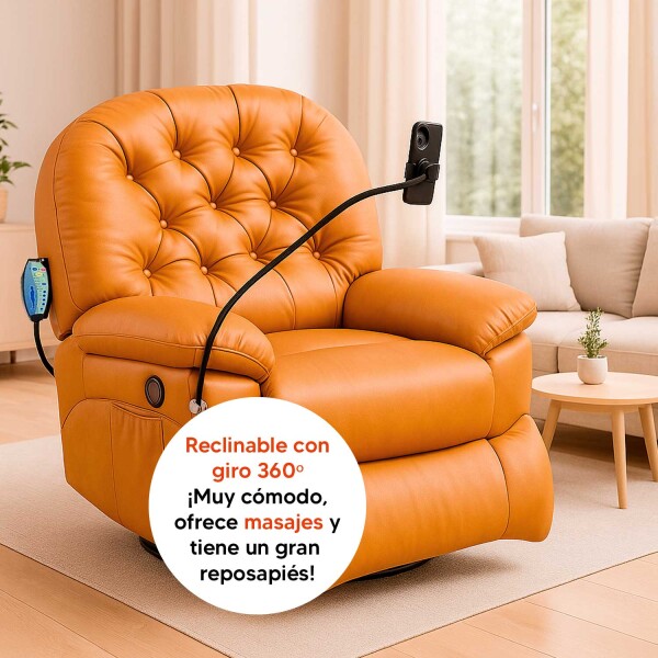 Sillón Masajeador Poltrona Con Control Remoto Y Soporte Para Celular NARANJA