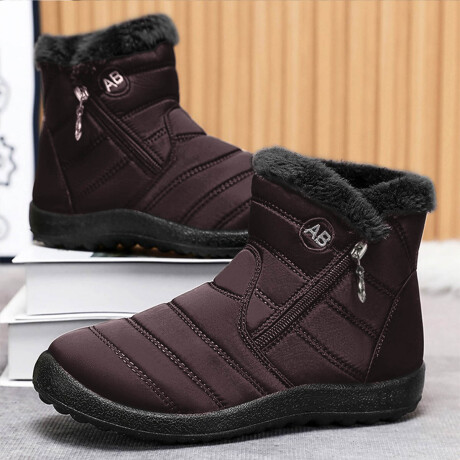 Bota De Abrigo Mujer Corderito Impermeable C/cierre Marron