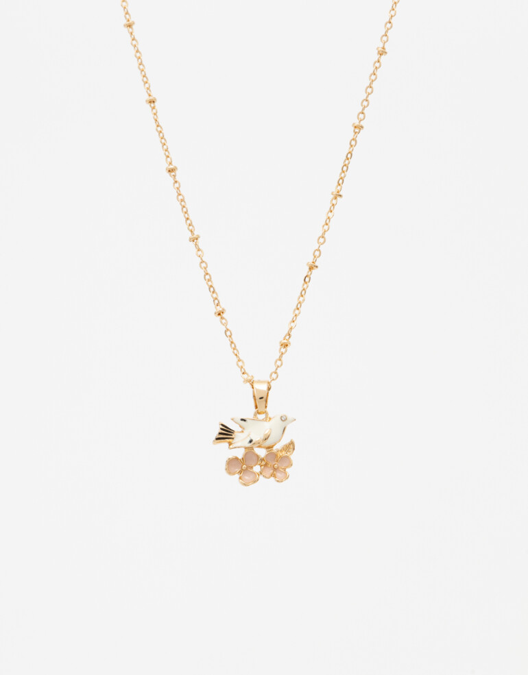 Cadena Corta con Dije Con Dijes Collar Con Dije De Pájaro - Dorado
