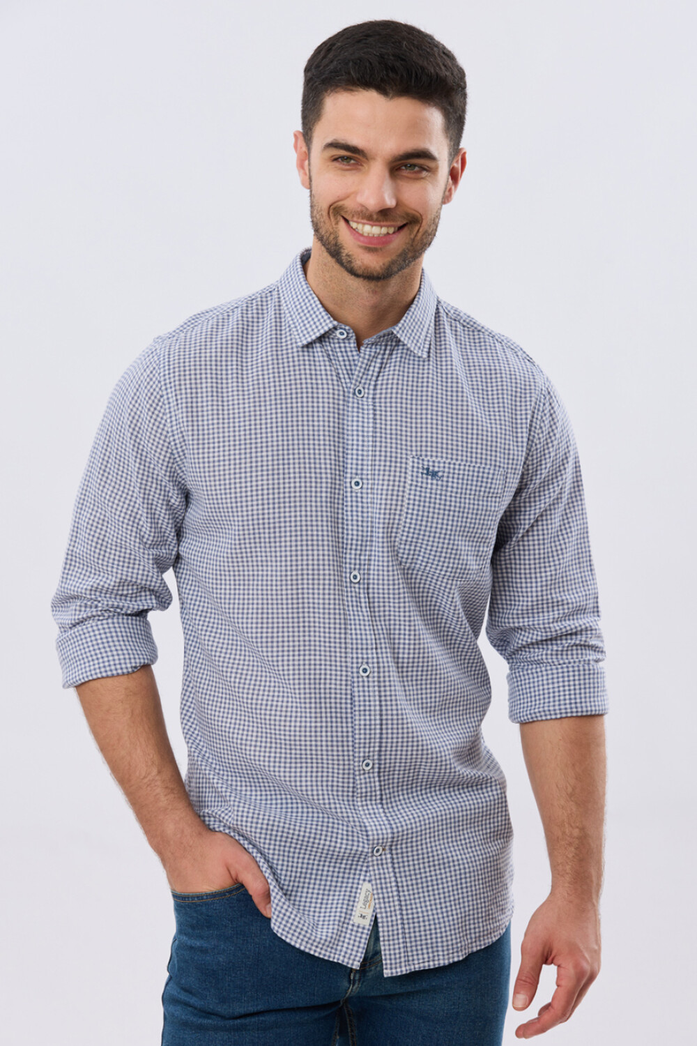 CAMISA CUADROS DE LINO Denim