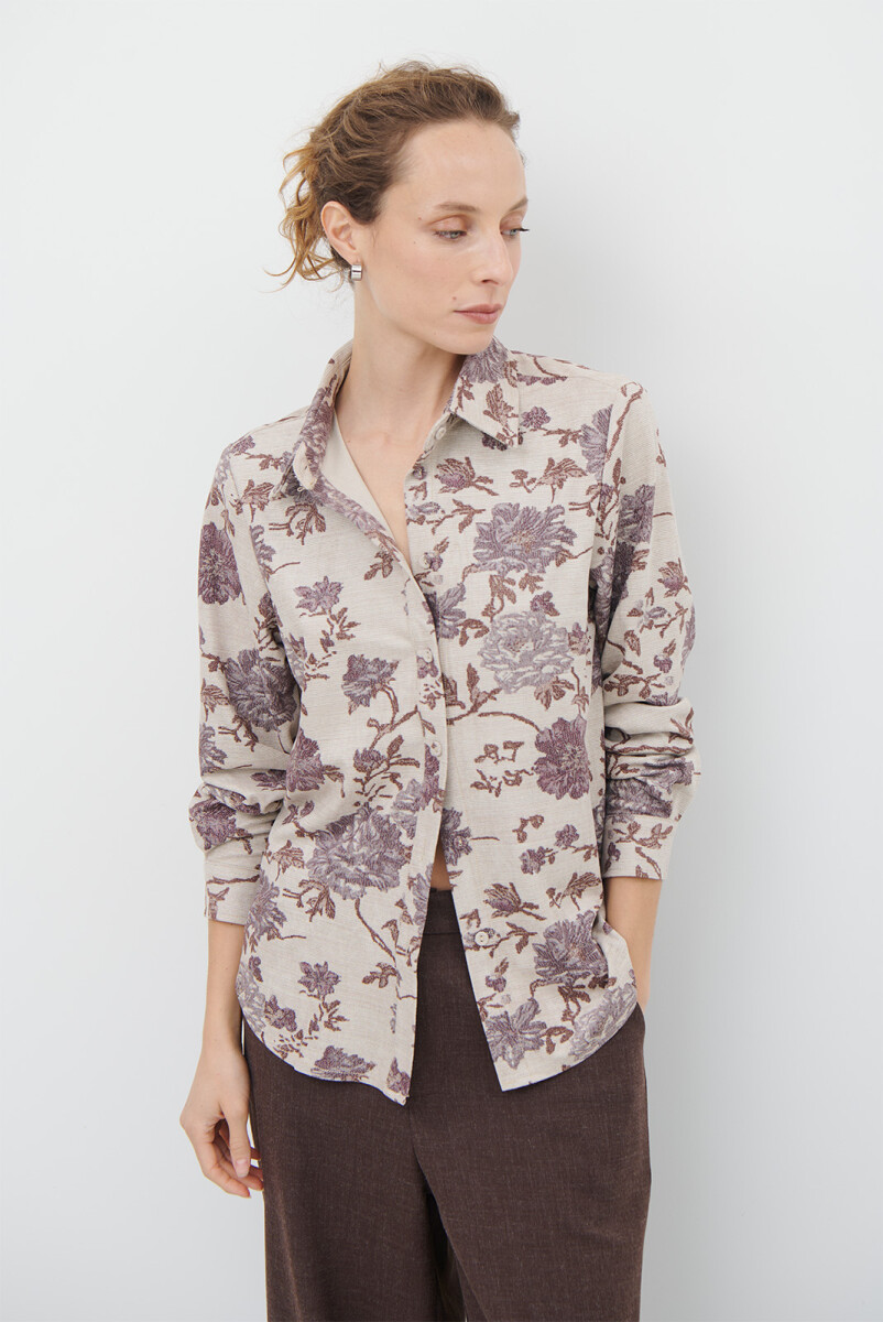 CAMISA SUEDE FLOR - BEIGE 