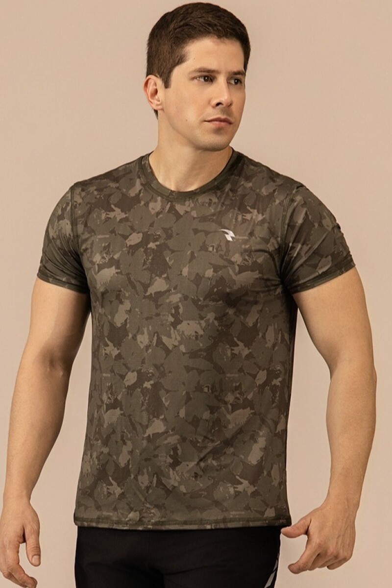 Remera de Microfibra. estampa verde