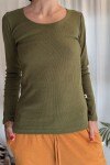 Camiseta en ribs Verde musgo