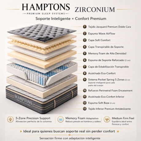 Colchon de resortes 2 Plazas HAMPTONS Zirconium Colchon de resortes 2 Plazas HAMPTONS Zirconium