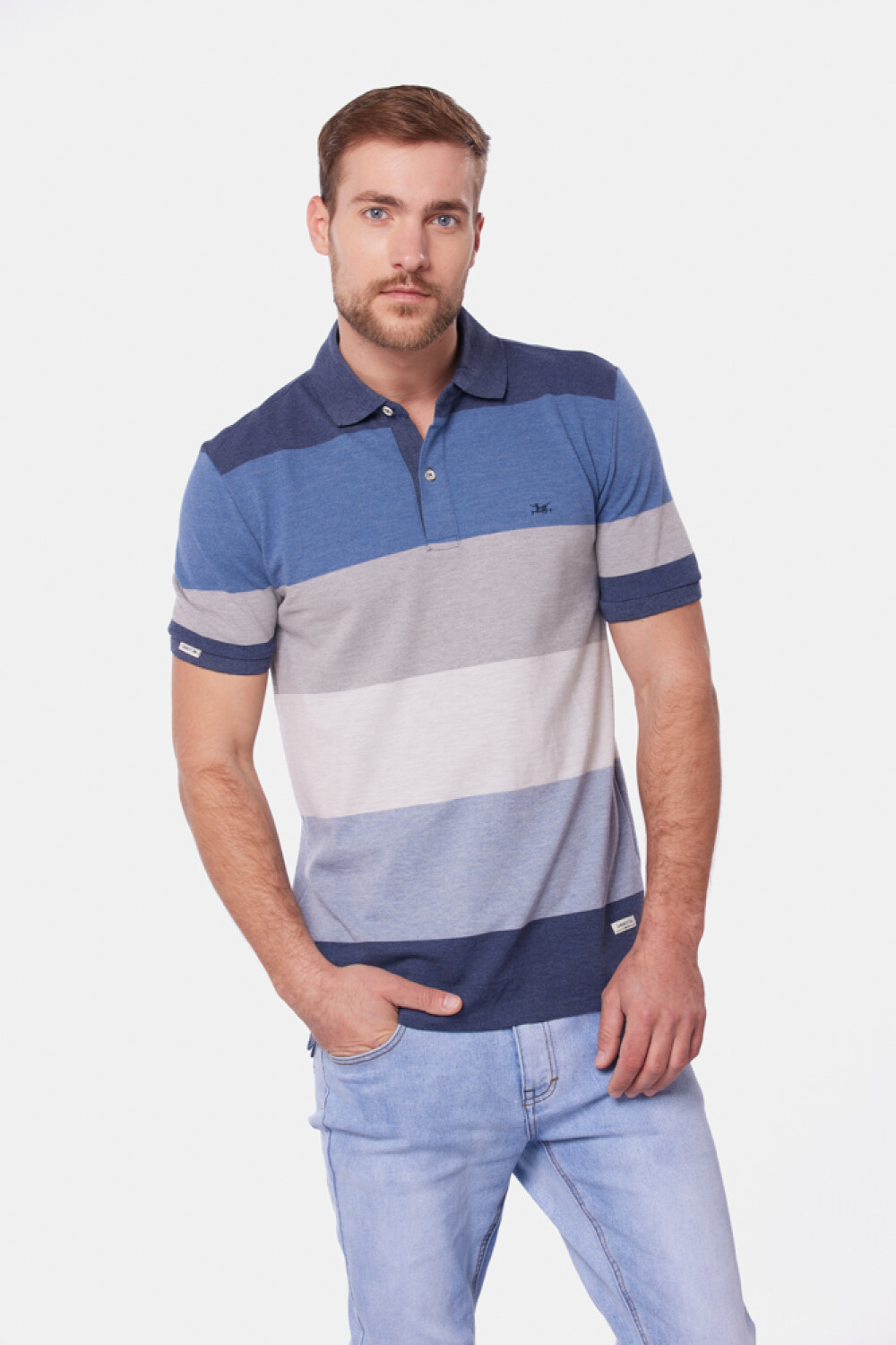 REMERA POLO RAYADA Marino