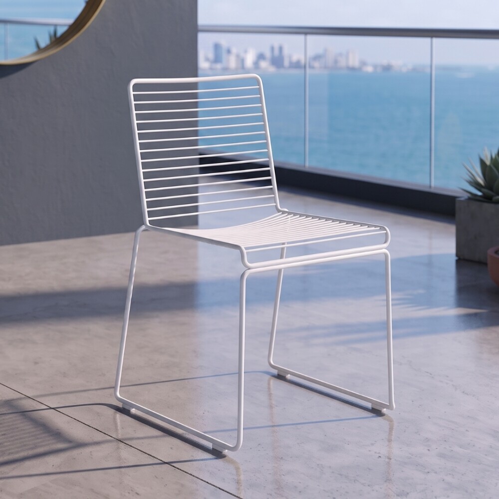 Silla De Exterior Metal Apilable Blanco