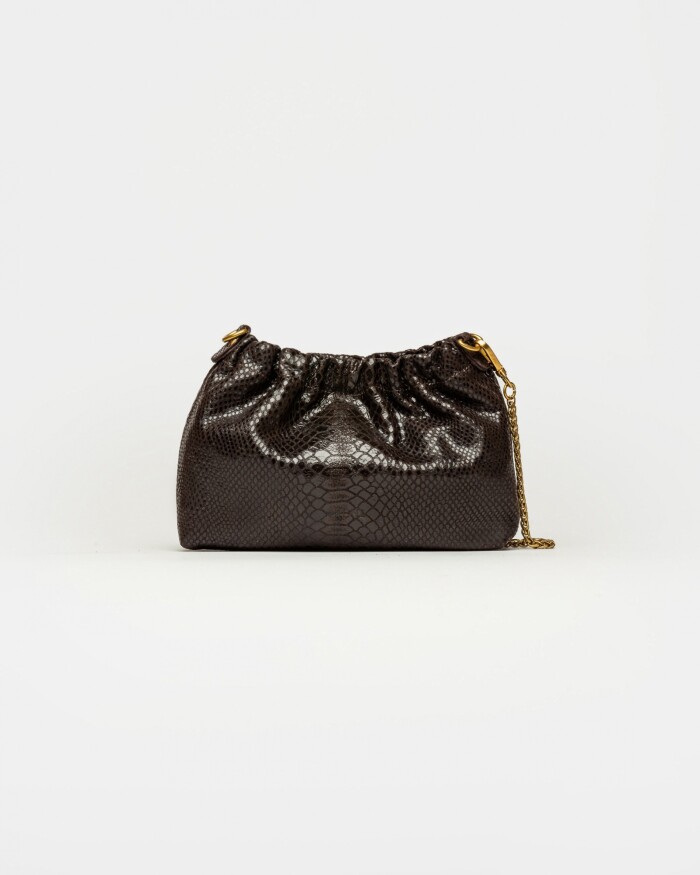 Mini Bag Gina en cuero gamuza anaconda Marron