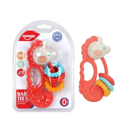 Mordillo Sonajero p/Bebés Juguete Sensorial Alivia Estimula Naranja