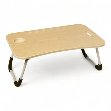 Mesa Laptop Cama Con Posa Vaso Beige