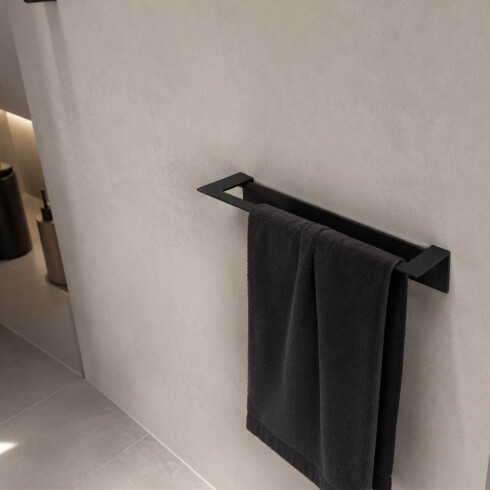 TOALLERO RECTO LARGO METAL ACERO INOXIDABLE NEGRO MATE NEGRO