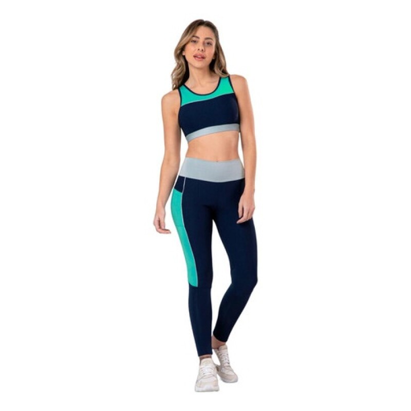 Top deportivo para Mujer Graphene Azul Marino con Verde Top deportivo para Mujer Graphene Azul Marino con Verde