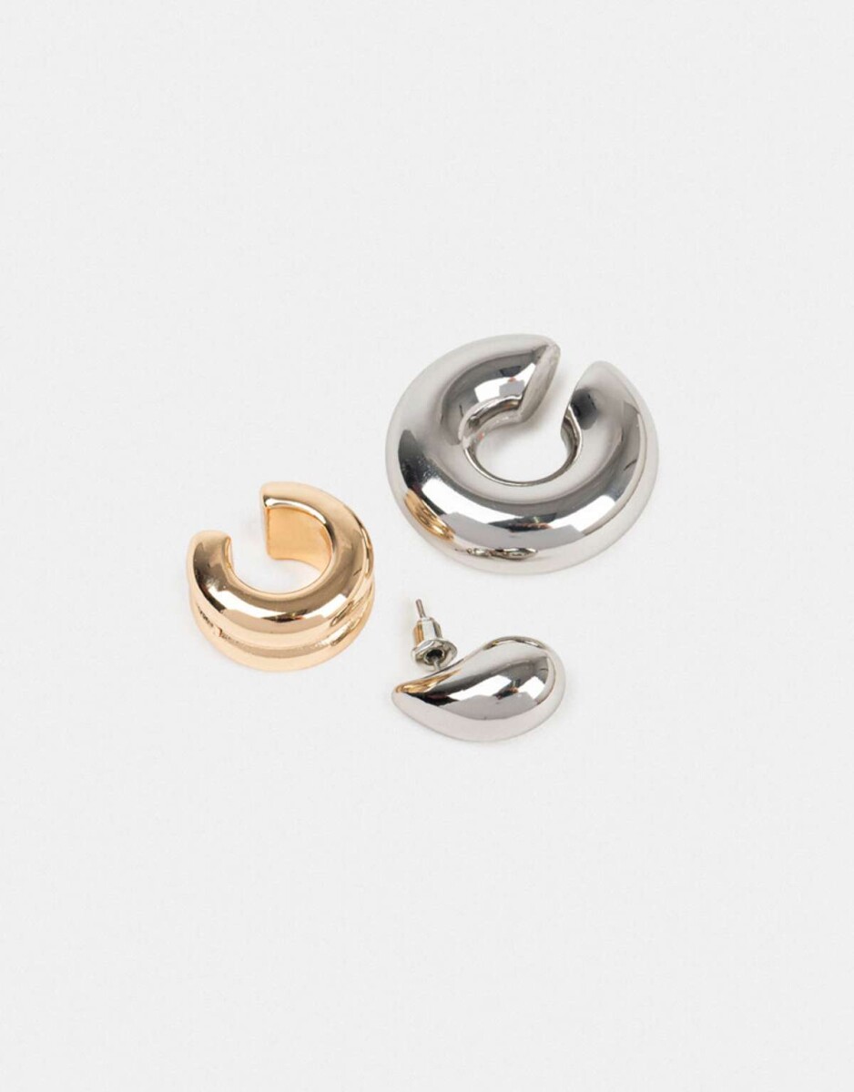 Set De Aros Gota Chunky - Combinacion Bicolor 