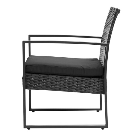 Set Juego Jardín Ratán X2 Sillas + Mesa Patio Balcón Negro