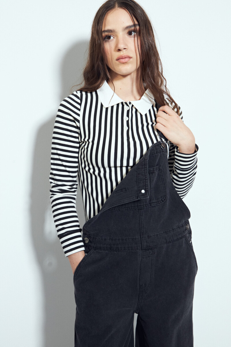 REMERA RUFINA - Negro/Crudo 