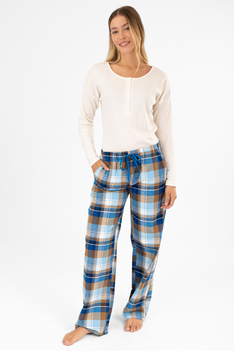 Pantalon mujer franela - Azul 