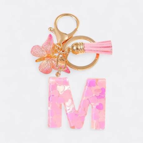 Llavero de letras M rosa