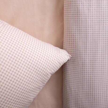 JUEGO SÁBANAS 1 PLAZA ALGODON-Y-POLIESTER NATURAL-BEIGE VICHY AVENA