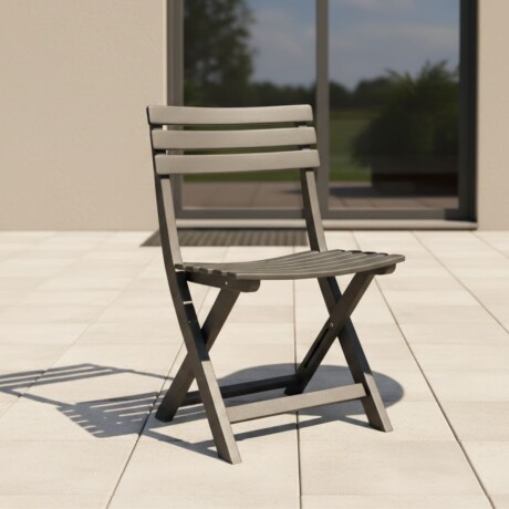 Silla Plegable Simil Madera Reforzada Plástico NEGRO