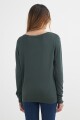 Sweater escote en V liso VERDE OLIVA