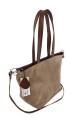 Cartera versátil de cuero y gamuza Beige