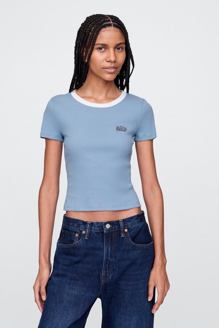 Remera Mini Logo Gap Mujer Blue Suede