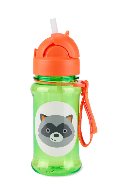 Botella de plástico Tritan, con sorbito, diseño mapache Sin color