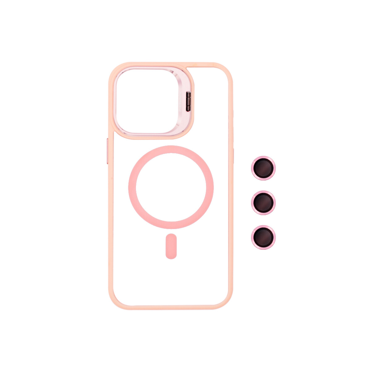 Protector para iPhone 14 Pro Max con protector cámara rosa 