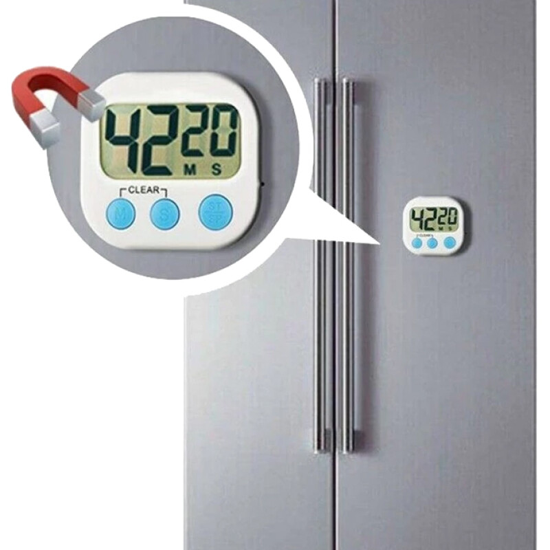 Timer Reloj de Cocina Magnético Digital Blanco