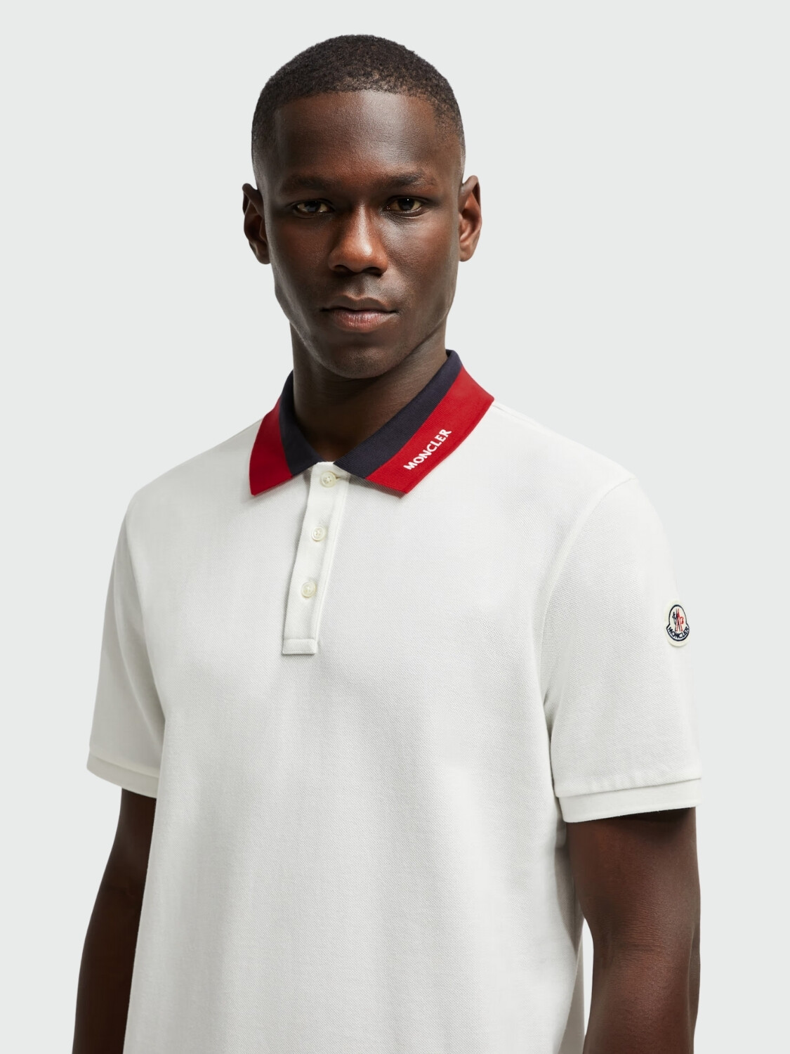 Moncler - Polo de Algodón con Parche con Logotipo Blanco