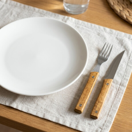 Set 8 piezas Cuchillo 11cm Tenedor 10cm Acacia MADERA
