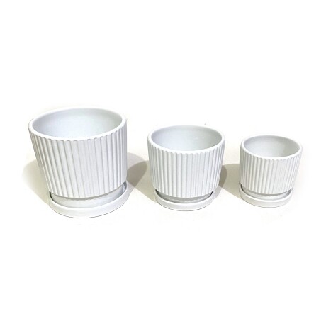 Maceta Ceramica Blanca Con Rayas 17,5x 15,8 Maceta Ceramica Blanca Con Rayas 17,5x 15,8