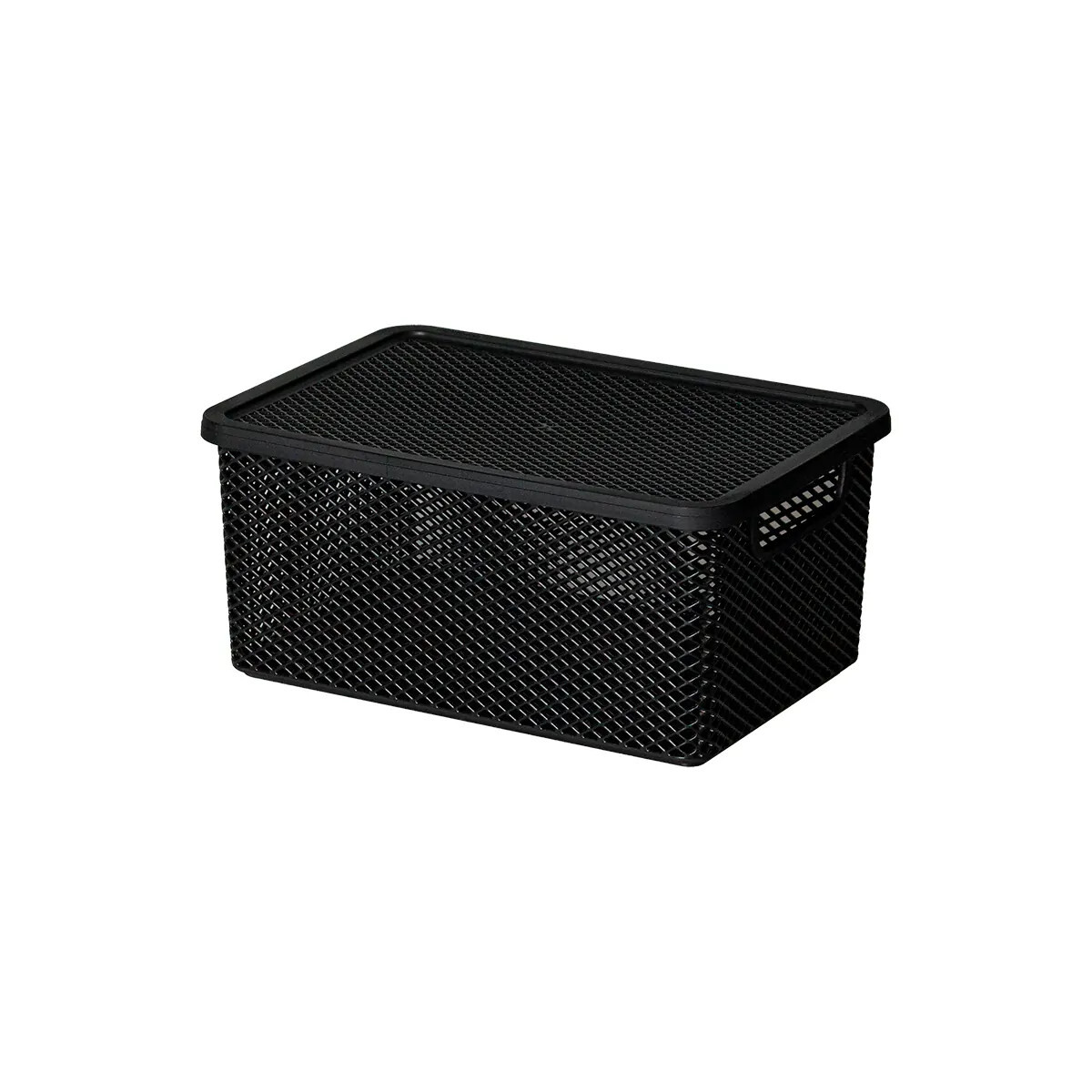 CESTO ORGANIZADOR LINEA CON TAPA NEGRO 26X18X12 CM. 