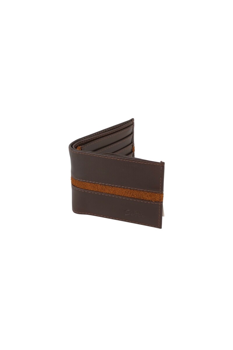 Billetera de cuero con vista en tapa Marron