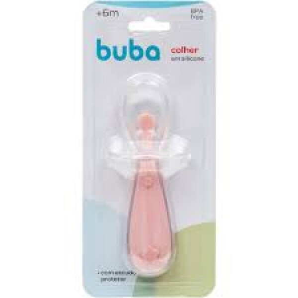 Cuchara silicona con TOPE buba rosa