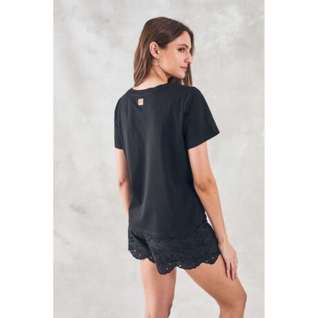 Remera Algodon Peinado Negro