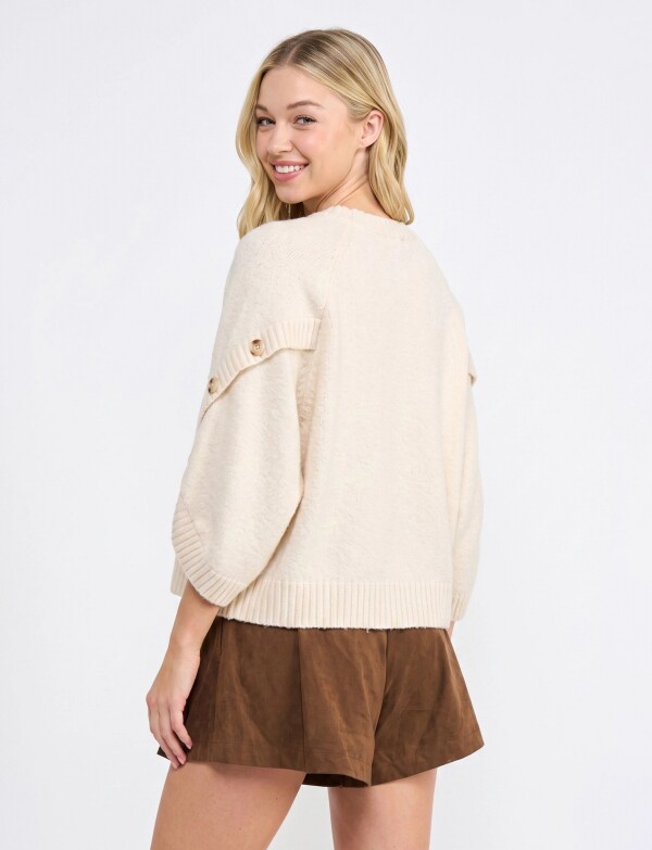 Buzo Dolman Tejido Con Botones BEIGE CLARO