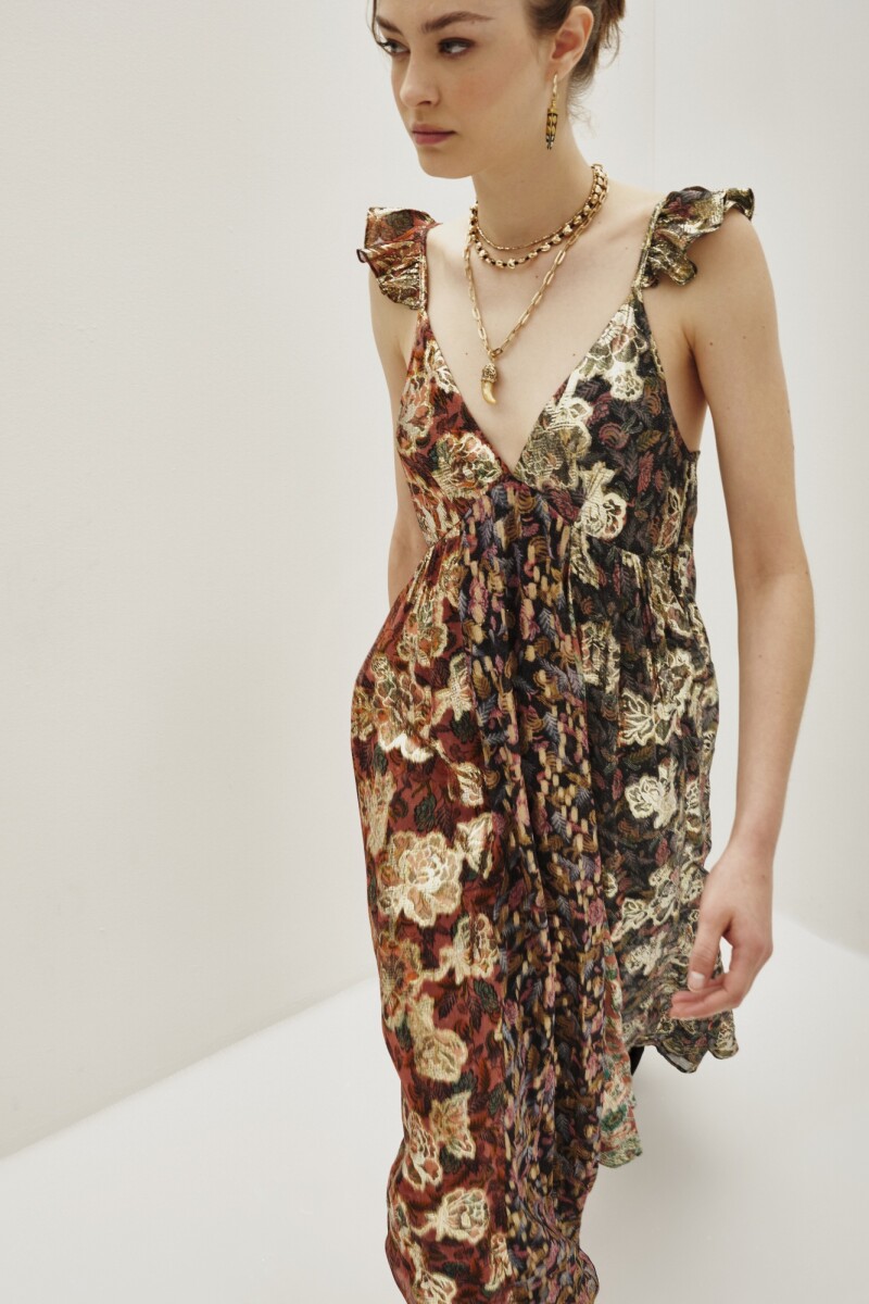 Vestido Boho Jacquard Mix Multicolor