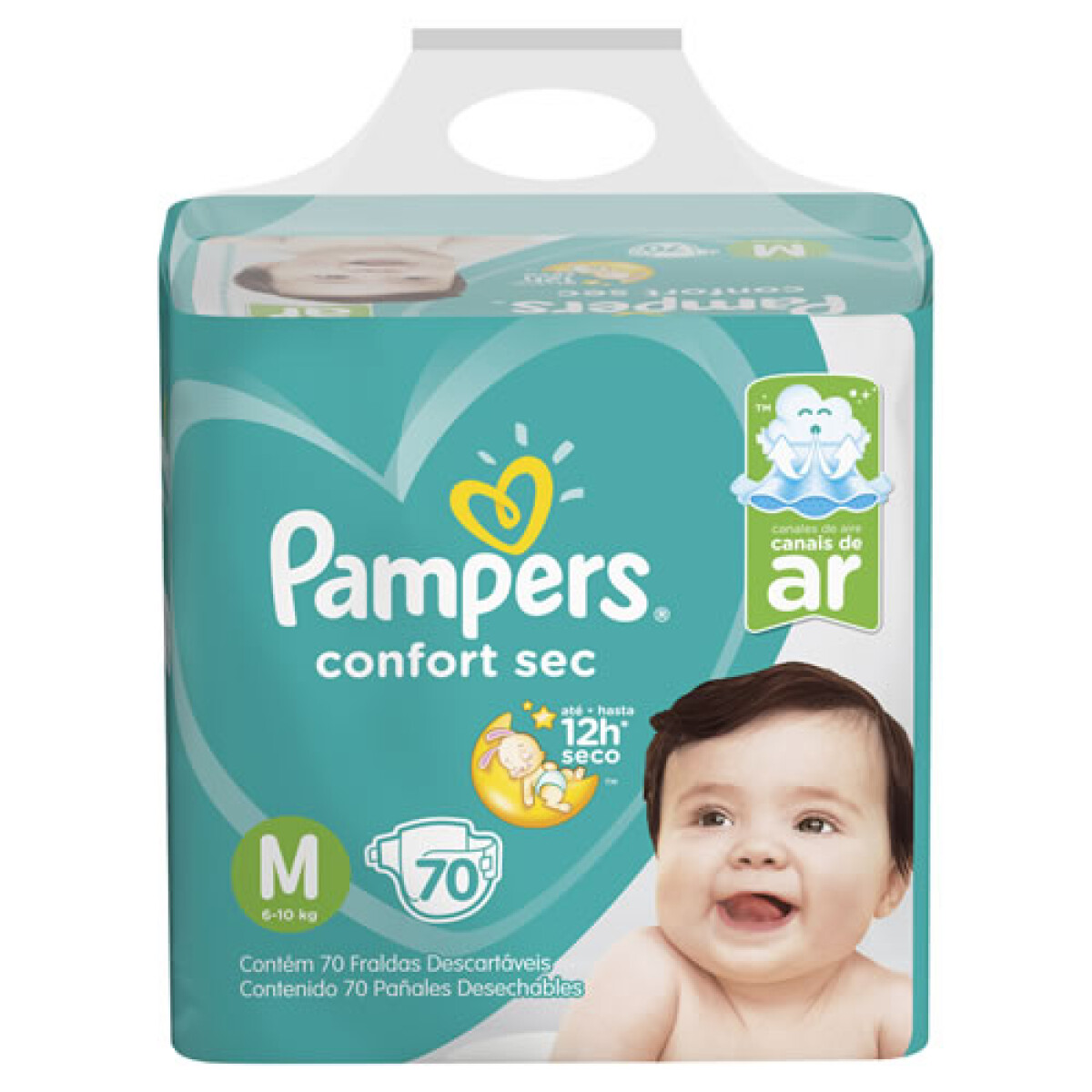 PAÑALES PAMPERS 6X CONFORT SEC FORTE BAG MEDIANO X 70 