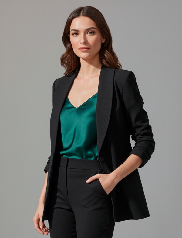 Blazer Manga Frunce NEGRO