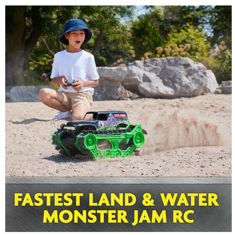 Monster Jam, Grave Digger Trax All-Terrain con control remoto para exteriores Monster Jam, Grave Digger Trax All-Terrain con control remoto para exteriores