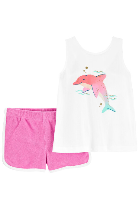 Set dos piezas short y musculosa de algodón Sin color